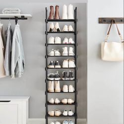 10 Tier LIGHTWEIGHT Shoe Rack Shelves Storage Organizer for Space Saving Corner Entryway Size Length 17",  Width 11", Height 69" New Condition 