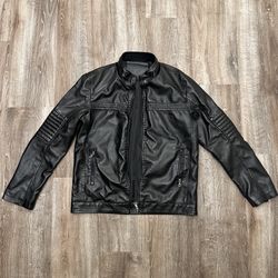 Men Causal Leather Jacket Vintage Warm Fleece Outfit Motor Biker PU Leather Jackets Coat