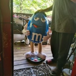 4 Ft Blue M&M Display Statue On Wheels 