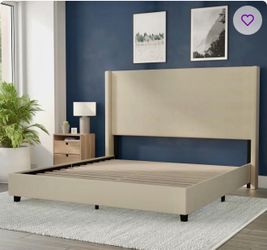 Bailynn Upholstered Platform Bed with Channel Stitched Headboard, King