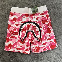 Bape Big ABC Pink Camo Shark Sweat Shorts🍧