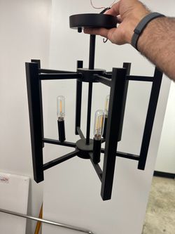 Black Metal 4-Light Industrial Chandelier