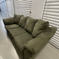 Olive Green Suede Pull-Out Couch!….