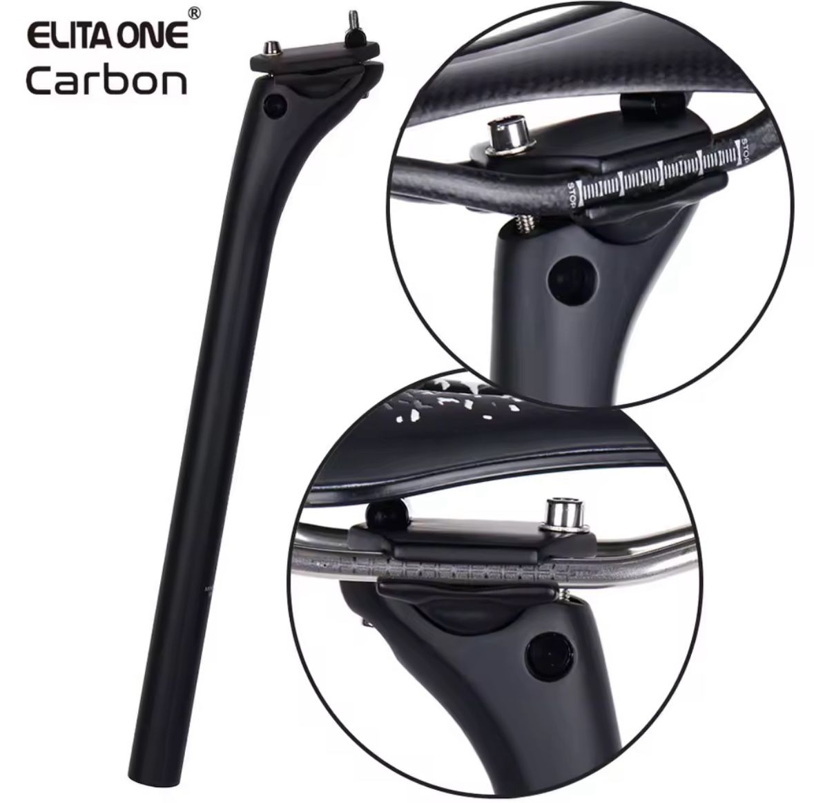 ELITAONE Carbon Seat Post 27.2mm x 350mm Offset 20mm Road Bike MTB Seatpost Carbon Fiber Base Cover