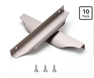 Satanga Edge Finger Pulls for Cabinet Kitchen Drawer knobs Low Profile Door Dresser Bathroom Long Cupboard Furniture Handles Aluminum 10 Pack Brushed