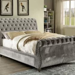Gray Sleigh Bed 