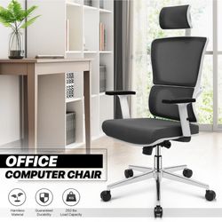 Adjustable Office Chair, Ergonomic High Back Mesh Swivel Task Seat with Headrest & Armrest