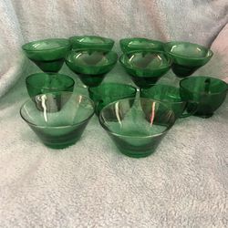 Vintage Emerald Green Glassware