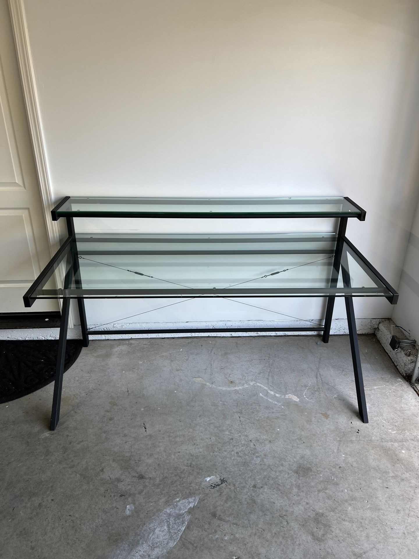 62 Inch Glass Office Desk 2 Level/Tier