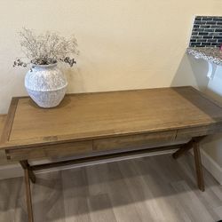 Beautiful Solid Oak Campaign Desk – Excellent Quality