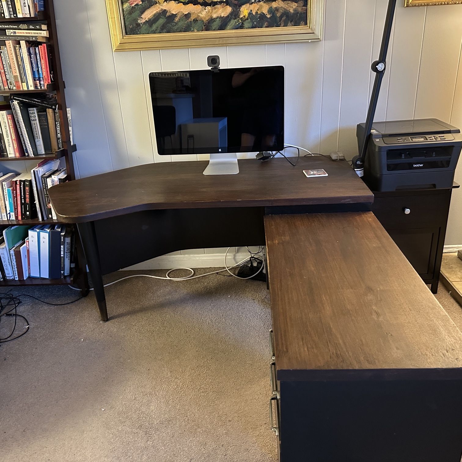 L-Shaped Desk, Wood, Mid-Century feel