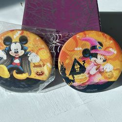 Disney Halloween Hologram Lenticular 3D Button Pin Set Mickey & Minnie Mouse Costume 