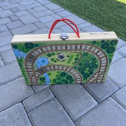 Melissa & Doug Wooden Take-Along Tabletop Railroad for Kids and Toddlers 3+