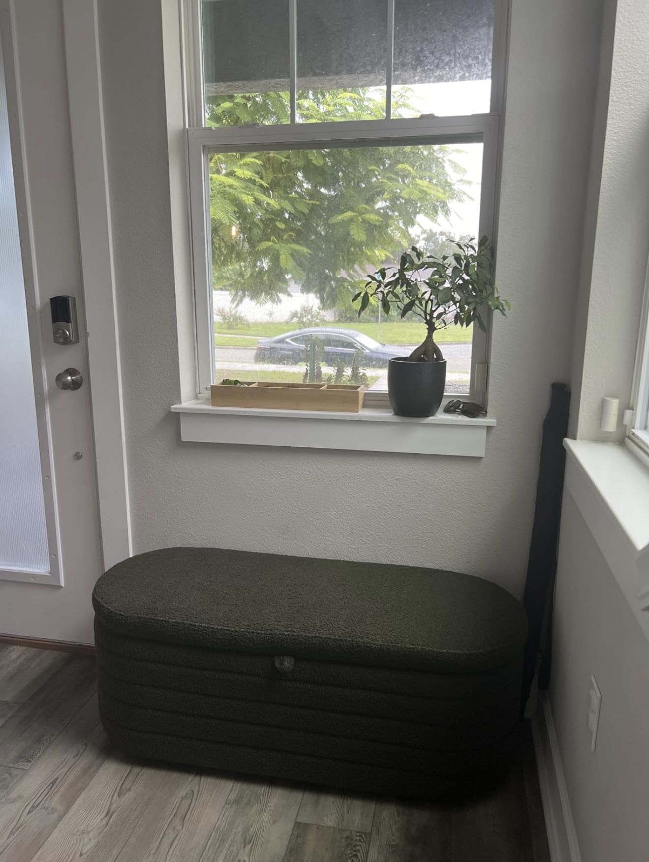 Brand New Green Boucle Storage Bench, Free Delivery ✅ Living Room Storage Bench