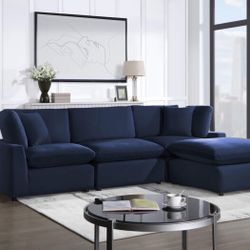 Blue Sofa w/ Ottoman