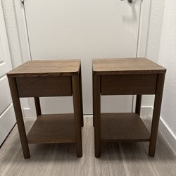 2 wooden nightstands