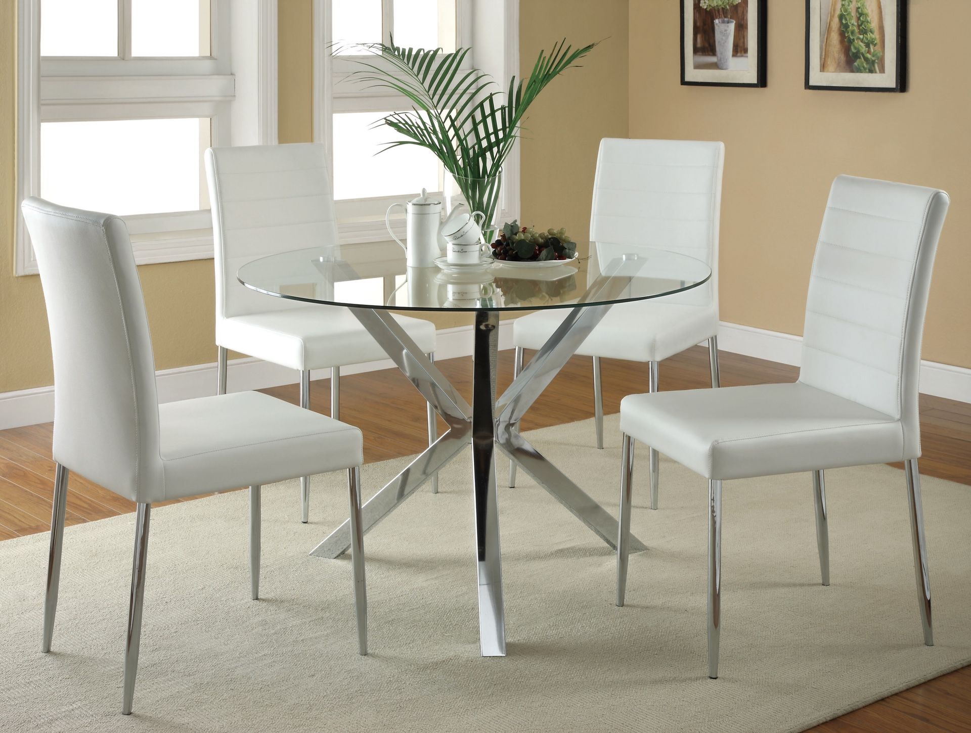 Glass Top Dining Table With X Cross Base Chrome Lowest Prices Ever!