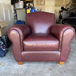 Thomasville Burgundy Leather Chair 