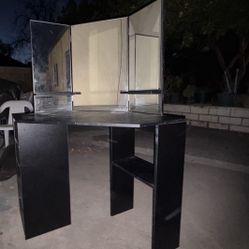Black Tri-fold Vanity Desk 