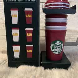 6 PK Of Hot Starbucks Cups & Lids 