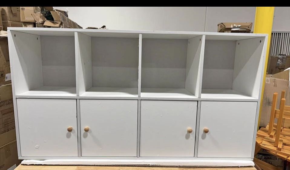 Minor Damage Assembled New 4 Cube Bookcase Wood Bookcase Wood Open Book Shelf Storage Organizer