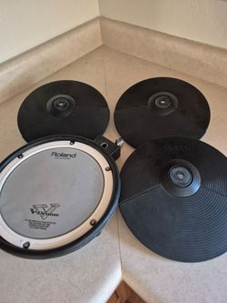 Roland Snare + 3 CY-5 Cymbals Electronic Drum Kit Parts Lot (Trades Okay)