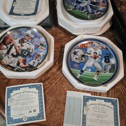 Bradford Exchange - 2 Troy Aikman Superbowl Plates & 1 Dan Marino Bradford All Time Passing 2000 Plate
