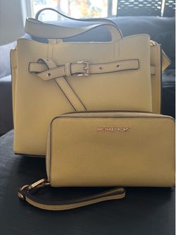 Yellow Michael Kors, purse, and wallet combo ￼