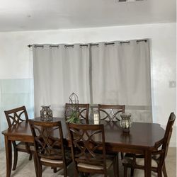 Formal Dining Table with 2 Extensions, Glass & 6 Chairs MUST SEE TO APPRECIATE!