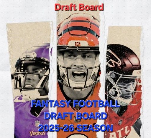 Fantasy Football Draft Board 2025 26, NFL, Sports
