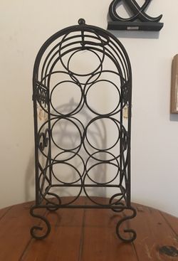Metal Brass 6 Wine Bottle Rack W/ Holder