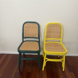 Dawson Rattans Chair Of 4 ,pink,yellow,green 