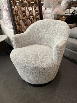 Accent Swivel Grey Boucle Chair Retail $1200 Drlivery Available