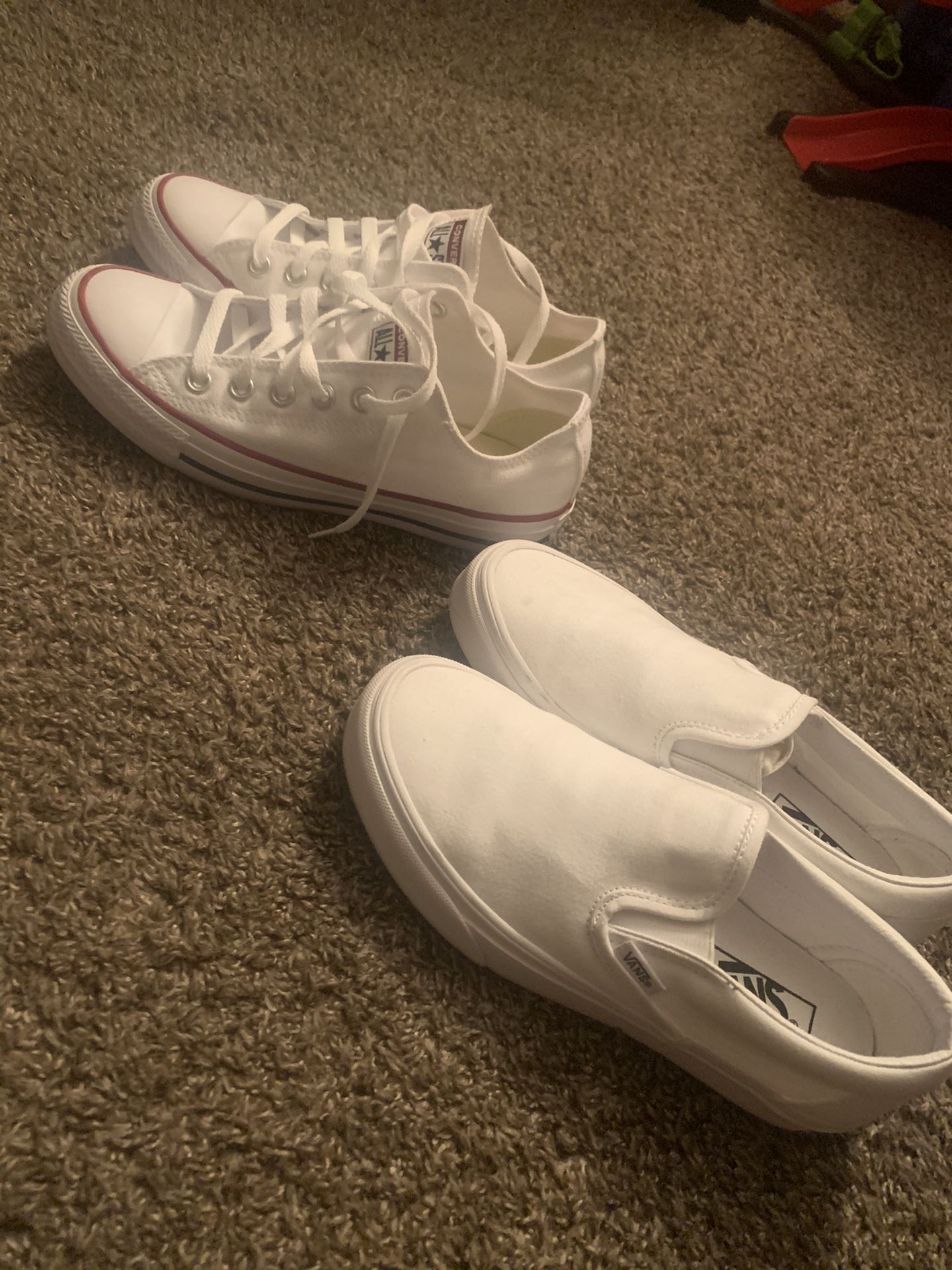 Women’s White VANS size 7 and Converse size 7
