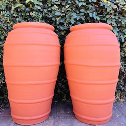 Set of 2 Extra Large Striped Jar Pot Planters