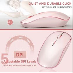 Wireless Keyboard and Mouse,2.4G Full Size and Portable Wireless Keyboard with Numeric Keyboard or Computer/Desktop/Laptop/Windows 10/8/7 -Pink