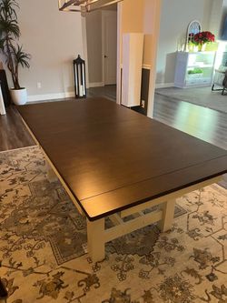 Wood Mariposa Trestle Table in Cocoa Bean/ Chalk