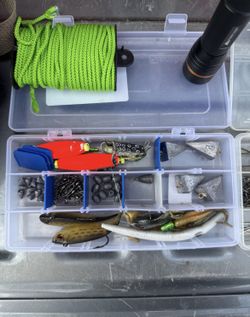 Fishing poles and gear.