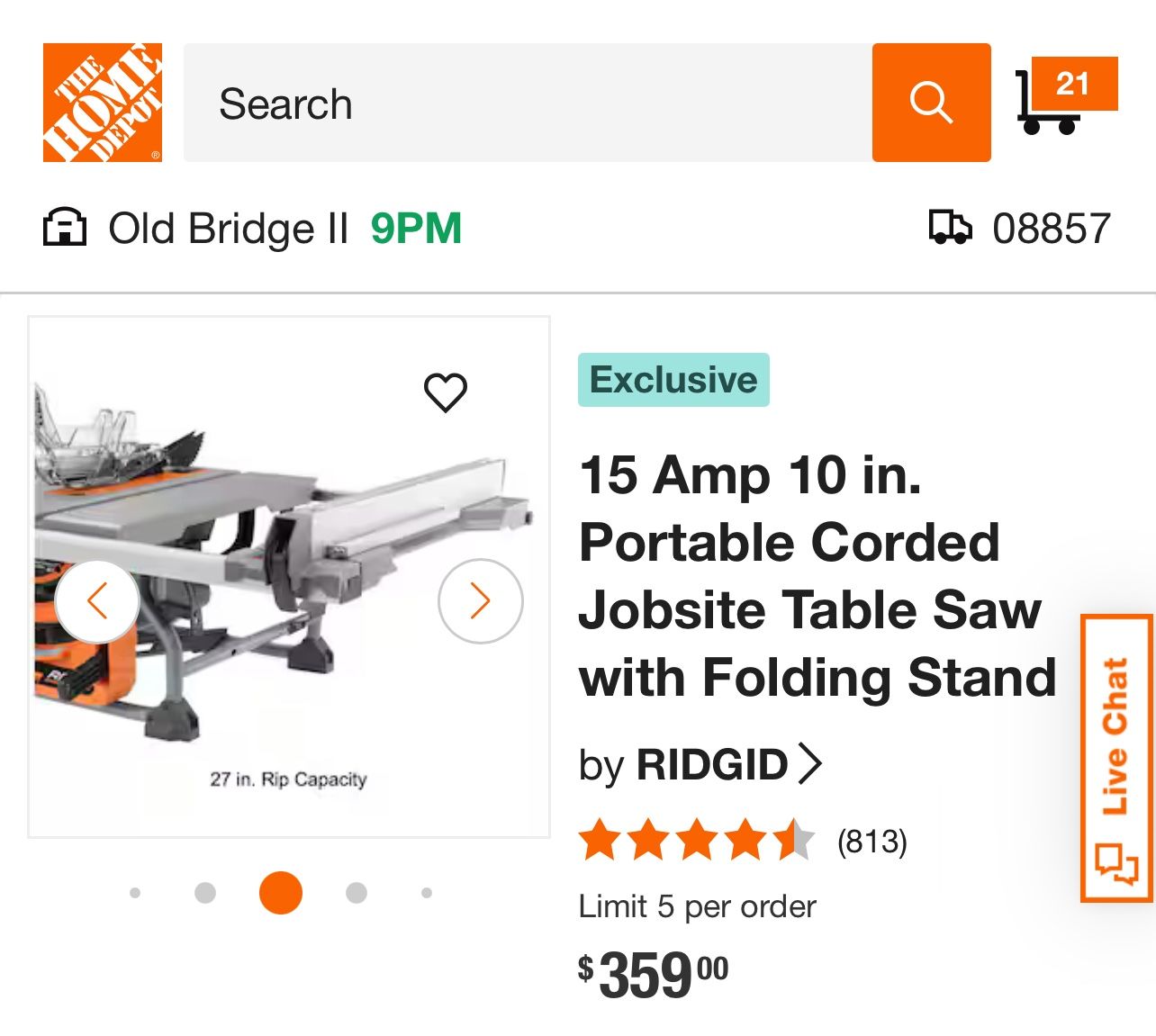 Portable Corded Jobsite Table Saw by RIDGID