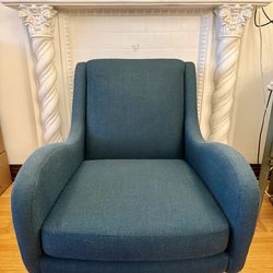 West Elm Upholstered Armchair – Teal Blue