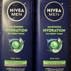 NEW Set of (2) Nivea 3-in-1 Body Wash   Includes:  —(2) Maximum Hydration Aloe Vera 16.9 oz