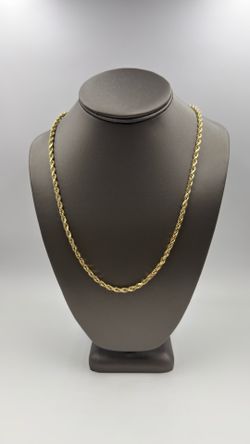 HOLLOW 10KT YELLOW GOLD 24” ROPE LINK CHAIN 7.8GR