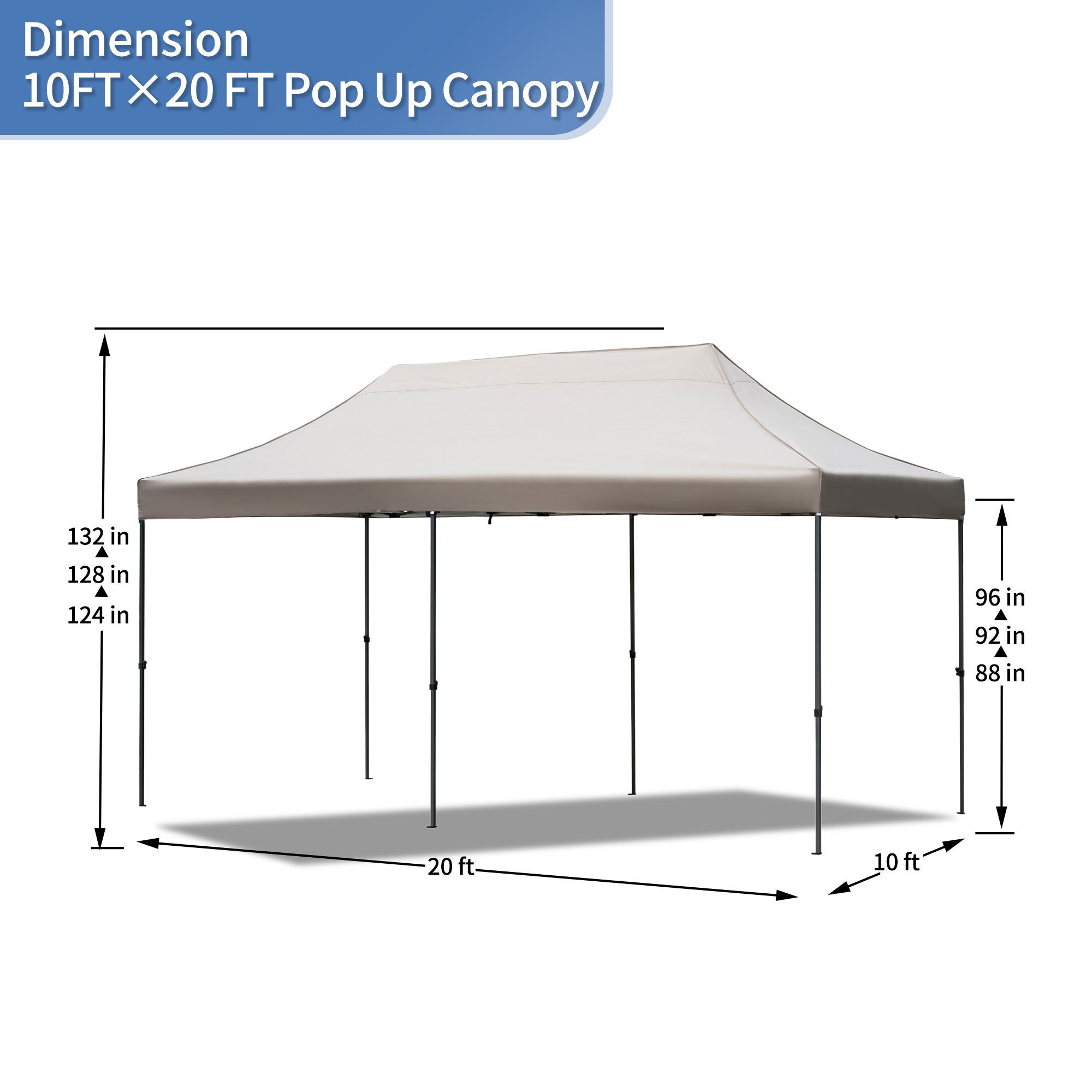 TREXM 10x20 Pop Up Canopy Tent with 6 Sidewalls, Heavy Duty Party Tent, UV and Waterproof Protection, 3 Height Adjustable Outdoor Canopy Tent with Rol Camping & Hiking