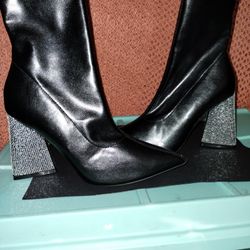 Black Rhinestone Boots