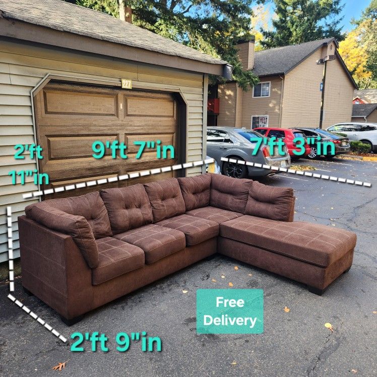 Free Delivery | Brown Ashley 2 Piece Sectional Sofa /Couch