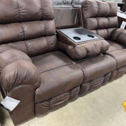 Ashley Derwin Reclining Living Room Set Reclining Sofa and Loveseat 