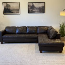 Dark Brown Natuzzi Top Grain Italian Leather Sectional Delivery Available 