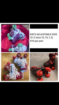 Rollerblades, Roller Skates kids adjustable size 12-2, shoe size 12, 13, 1, 2 only $15 per pair