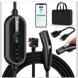 Open Box Level 1/2 Tesla Charger(WIFI APP/Plug-play), 16A, 25ft Cable ETL Certified, 240V NEMA 6-20P Plug & 120V 5-15P Adapter, NACS Connector, Portab