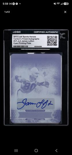 2013 Leaf James Lofton NFL Hall of Fame Cyan Printing Plate Auto CGC